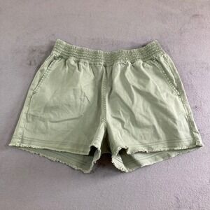 Vineyard Vines Women Small Sage Green Smocked Waist Frayed Hem Pull On Shorts
